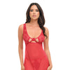 Tiana Lace Babydoll w/Side Slits & Strap Details - Red L/XL