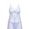 Elsie Lace & Mesh Underwire Babydoll w/G-String 2 pc Set - Brunnera Blue 1X/2X