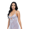 Elsie Lace & Mesh Underwire Babydoll w/G-String 2 pc Set - Brunnera Blue L/XL