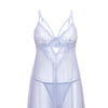 Elsie Lace & Mesh Underwire Babydoll w/G-String 2 pc Set - Brunnera Blue L/XL