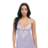 Elsie Lace & Mesh Underwire Babydoll w/G-String 2 pc Set - Brunnera Blue S/M
