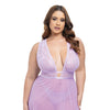 Stassi Lace & Mesh Babydoll w/G-String 2 pc Set - Lavender 1X/2X