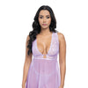 Stassi Lace & Mesh Babydoll w/G-String 2 pc Set - Lavender L/XL
