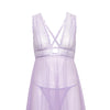 Stassi Lace & Mesh Babydoll w/G-String 2 pc Set - Lavender S/M