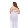 Livia Dot Mesh & Lace Underwire Gown & Garter 2 pc Set - White 1X/2X