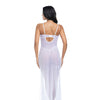 Livia Dot Mesh & Lace Underwire Gown & Garter 2 pc Set - White L/XL