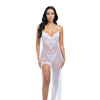 Livia Dot Mesh & Lace Underwire Gown & Garter 2 pc Set - White S/M