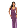 Katana Mesh & Eyelash Lace Gown - Purple S/M