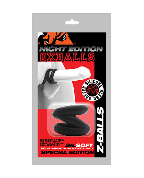 Oxballs Z-Ball Zig Zag Cock Ring & Ball Stretcher - Special Edition Night