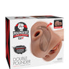 PDX Plus Double Pounder Vibrating Squeeze Stroker - Brown