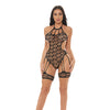Pink Lipstick Trust Issues Halter Teddy w/Leg Garters - Black O/S