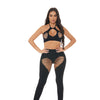 Pink Lipstick Heart Rate Halter Bra & Leggings 2 pc Set - Black O/S