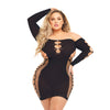 Pink Lipstick Diamond Drippin Dress w/Rhinestone Detail (Fits up to 3X) Black QN