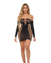 Pink Lipstick Diamond Drippin Dress w/Rhinestone Detail Black O/S