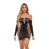 Pink Lipstick Diamond Drippin Dress w/Rhinestone Detail Black O/S
