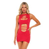 Pink Lipstick Can't Commit Shredded Dress Red O/S