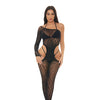 Pink Lipstick Star Sign Bodystocking - Black O/S