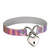 Plesur Heart Lock Collar - Holographic Pink