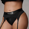 Shots Ouch Vibrating Strap On Thong w/Adjustable Garters - Black XL/XXL