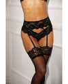 Stretch Lace & Mesh Thong Panty - Black