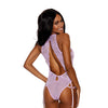 Lace & Mesh Gartered Teddy Lilac LG