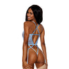 Floral Lace Deep V Lace Teddy Light Blue XL