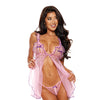 Sheer Dot Mesh Ruffled Peek-A-Boo Babydoll w/G-String - Pink LG