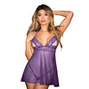 Lace and Mesh Babydoll w/G-String 2 pc Set - Purple MD