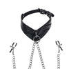 Sportsheets Velvet Noir Collar & Removable Clamps - Black