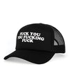 Wood Rocket Fuck You You Fucking Fuck Trucker Hat - Black