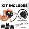 Size Matters 10X Rotating Silicone Nipple Suckers w/ 4 Attachments - Black