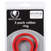 Spartacus Rubber Cock Ring Set - Pack of 3 - Assorted Colors