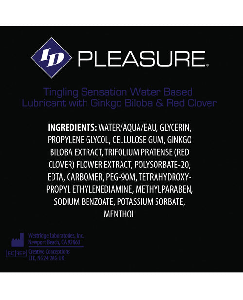 NO ETA ID Pleasure Waterbased Tingling Lubricant - 4 oz Tube