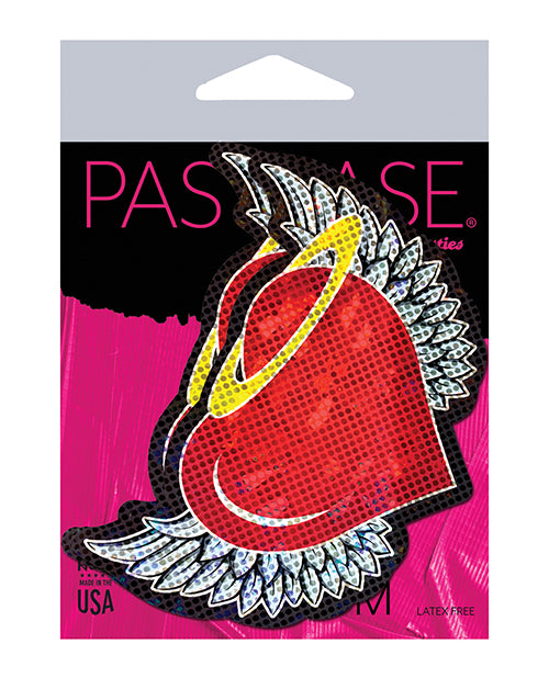Pastease Premium Angel Glitter Heart w/Wings & Halo - Red O/S