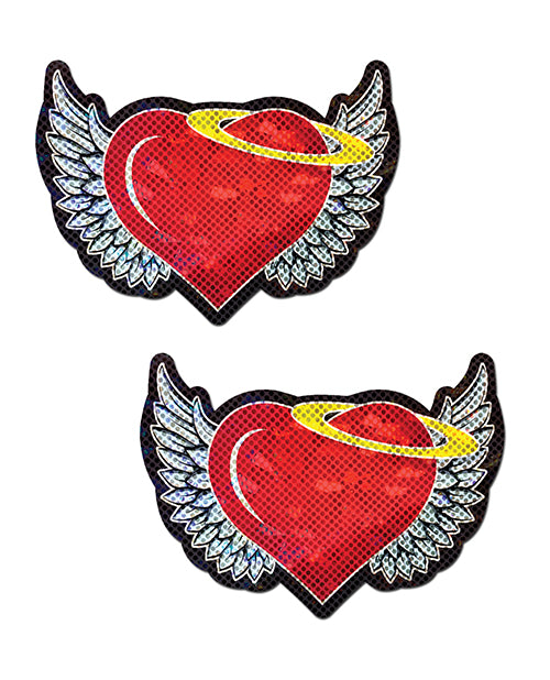 Pastease Premium Angel Glitter Heart w/Wings & Halo - Red O/S