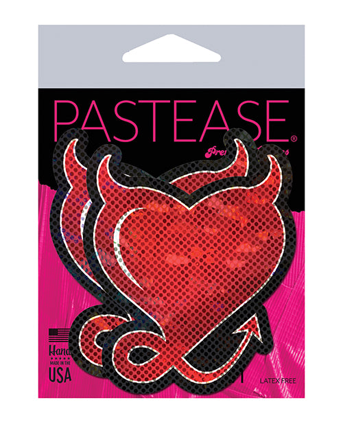 Pastease Premium Premium Devil Glitter Hearts w/Horns & Tail - Red O/S
