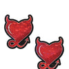 Pastease Premium Premium Devil Glitter Hearts w/Horns & Tail - Red O/S