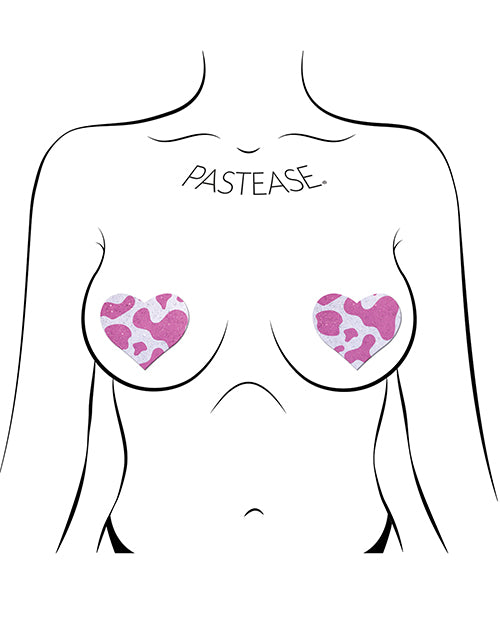 Pastease Premium Cow Print Glittery Velvet Heart  - Pink Strawberry O/S