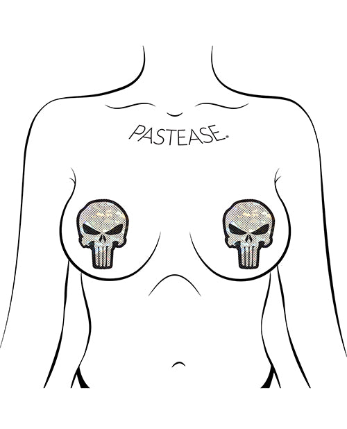 Pastease Premium Glittering Punisher Skull - White/Black O/S