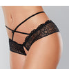 Adore Crayzee Open Panty w/Criss Cross Waist Straps & Lace Black O/S