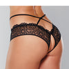 Adore Crayzee Open Panty w/Criss Cross Waist Straps & Lace Black O/S