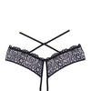 Adore Crayzee Open Panty w/Criss Cross Waist Straps & Lace Black O/S
