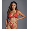 Adore the Flame Strappy Lace Bra & Thong Red O/S