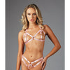 Adore Maddie Strap Bralette w/Nipple Rings & Open Panty Pink O/S