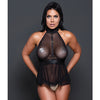 Adore Be My Baby Sheer Mesh Harness Babydoll & Open Panty Black O/S