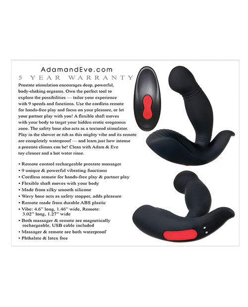 Adam & Eve Adam's Prostate Massager w/Remote - Black