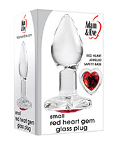 Adam & Eve Red Heart Gem Glass Plug - Small