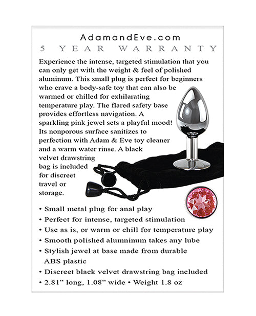 Adam & Eve Pink Gem Aluminium Anal Plug  - Assorted Sizes