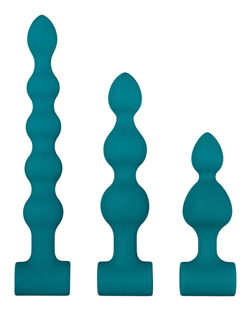 Adam & Eve Vibrating Anal Bumpy Bead Set - Teal