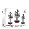 Adam & Eve Three Hearts Gem Anal Plug Set - Silver/Red
